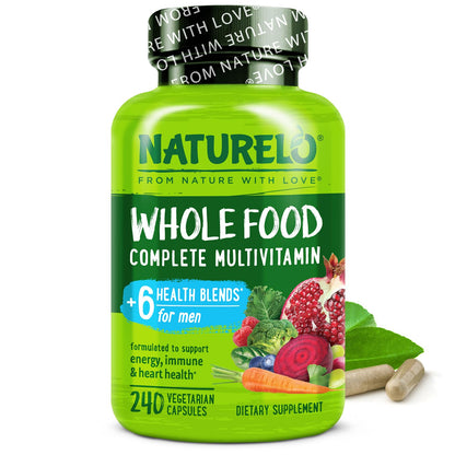 NATURELO Mens Multivitamins - Whole Food Multivitamin for Men with Vitamins, Minerals - 240 Vegetarian Capsules for Energy, Brain, Heart, Eye Health* - Maple Wellness Supplements