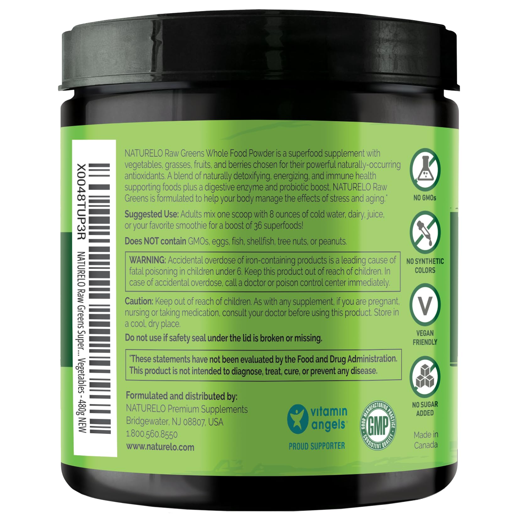 NATURELO Raw Greens Superfood Powder 480 Grams, Mixed Berry - Supports Energy, Immunity and Detox - Includes Spirulina, Wheat Grass and Organic - Maple Wellness Supplements