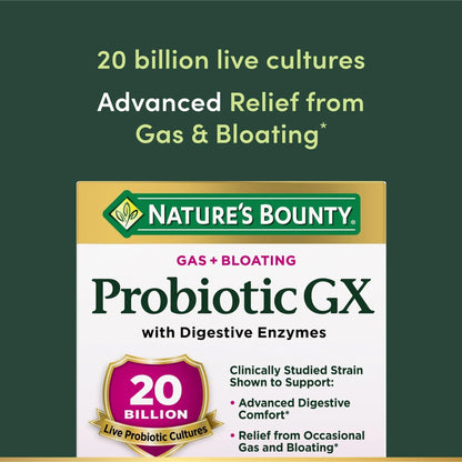 Nature's Bounty Probiotic GX, Helps with Occasional Gas and Bloating, Dietary Supplement, Digestive Health, 25 Capsules - Maple Wellness Supplements