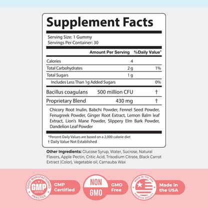 Nature’s NutriWave PrimeBiome Probiotic Gummies – Plant-Based Blend with Inulin, Lion’s Mane, Ginger & More– Non-GMO, No Stimulants, GMP Certified – 30 Gummies, 1 Month Supply - Maple Wellness Supplements