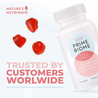 Nature’s NutriWave PrimeBiome Probiotic Gummies – Plant-Based Blend with Inulin, Lion’s Mane, Ginger & More– Non-GMO, No Stimulants, GMP Certified – 30 Gummies, 3 Month Supply - Maple Wellness Supplements