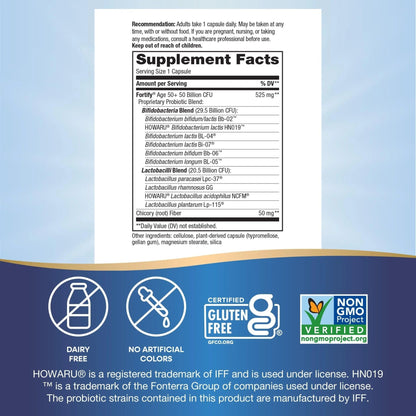 Nature's Way Fortify 50+ Daily Probiotic for Men & Women, 30 Billion Live Cultures, Colon, Digestive, and Immune Health Support* Supplement, 30 Capsules - Maple Wellness Supplements
