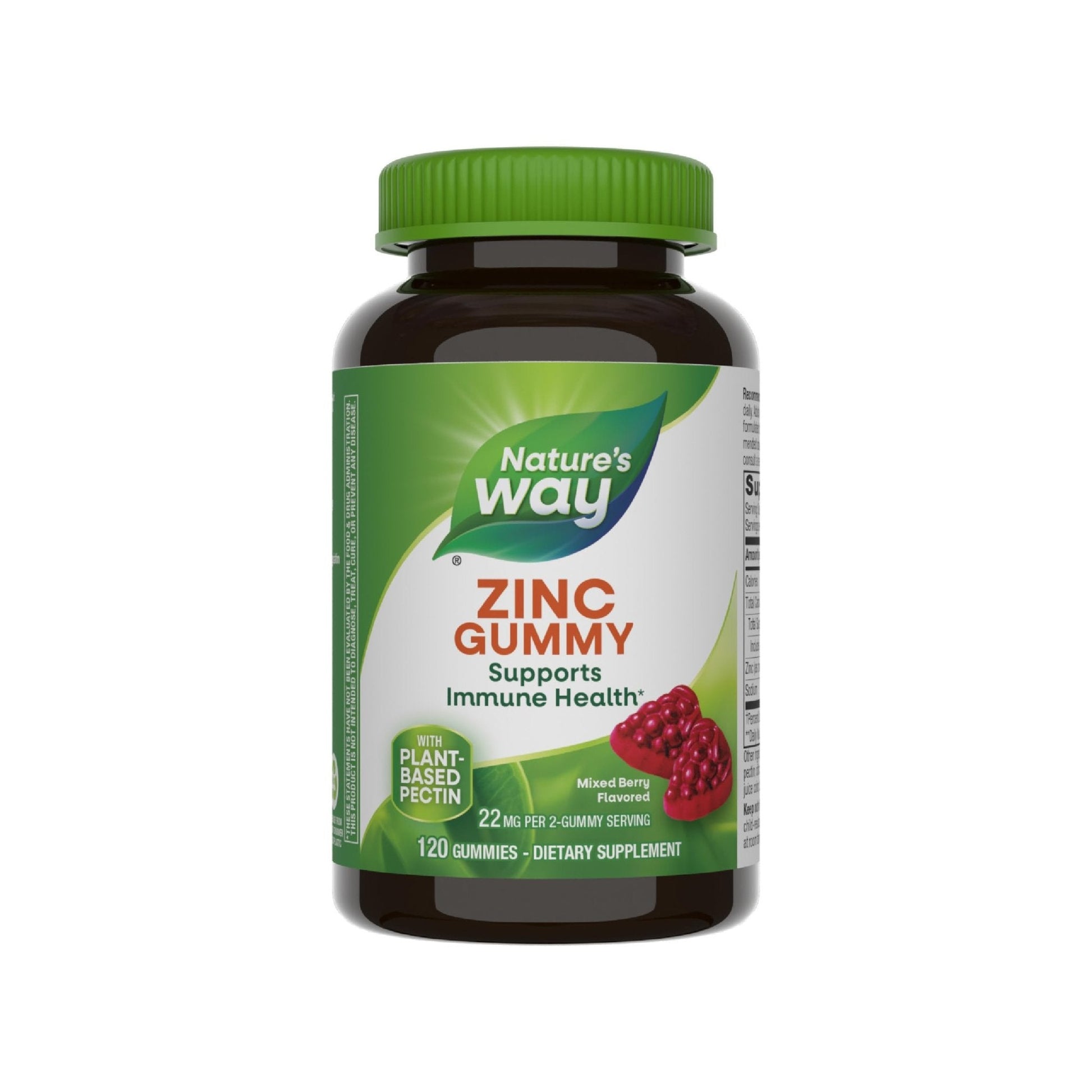 Nature's Way Zinc Gummies, Adult & Kids 9+ Immune Support Gummies*, 100% Daily Value per Serving, Mixed Berry Flavor, 120 Chews - Maple Wellness Supplements