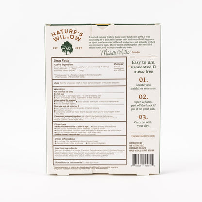 Nature's Willow Natural Pain Relief Patches for Muscles & Joints | Fast-Acting with White Willow Bark | Free from Artificial Fragrances & Dyes | 6 Patches per Pack (3-Pack) - Maple Wellness Supplements
