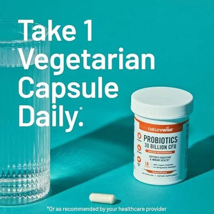 NatureWise Max Probiotics for Women & Men - 30 Billion CFU 18 Strains With Prebiotics - For Gut & Digestive Health - Delayed-Release Capsules, Gluten Free - 60 Capsules[2-Month Supply] - Maple Wellness Supplements