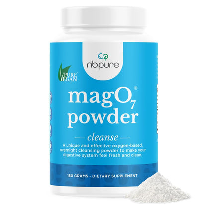 nbpure MagO7 - Natural Colon Cleanse & Detox Powder - Occasional Constipation Relief, Stool Softener, & Bloating Support for Men & Women - Ozonated Magnesium Oxide, 150 Gram - Maple Wellness Supplements