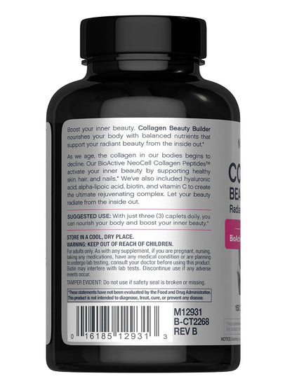 NeoCell Collagen Beauty Builder | 150 Caplets | Grass Fed BioActive Peptides | with Biotin and Hyaluronic Acid | Radiant Skin & Strong Nails Supplement - Maple Wellness Supplements