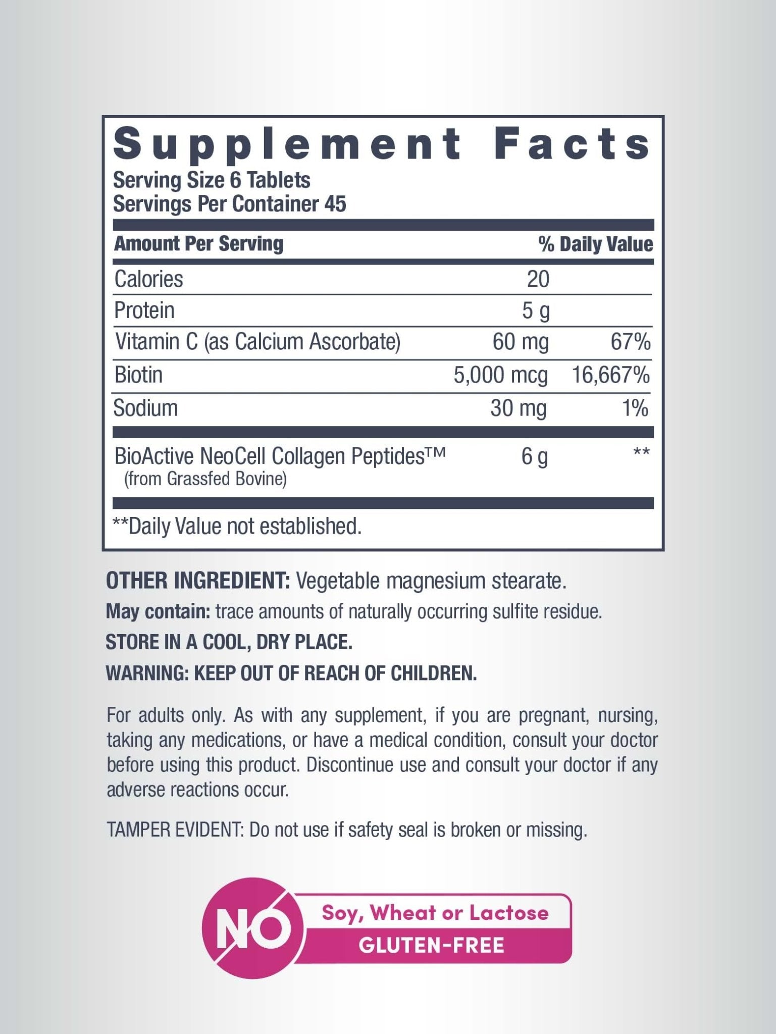 NeoCell Collagen Peptides Pills | 270 Caplets | with Vitamin C and Biotin | Grass Fed Bovine | Hair, Skin, & Nails | for Women and Men - Maple Wellness Supplements