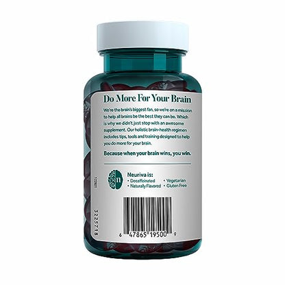 NEURIVA Original Brain Supplement for Memory, Focus & Concentration + Learning & Accuracy with Clinically Tested Nootropics Phosphatidylserine and Neurofactor, Strawberry Flavor, 50 Gummies - Maple Wellness Supplements