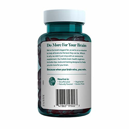NEURIVA Plus Decaffeinated Nootropic Brain Supplement for Memory, Focus & Concentration & Cognitive Function, Clinically Tested NeuroFactor, Phosphatidylserine, Vitamins B6 B12,50ct Strawberry Gummies - Maple Wellness Supplements