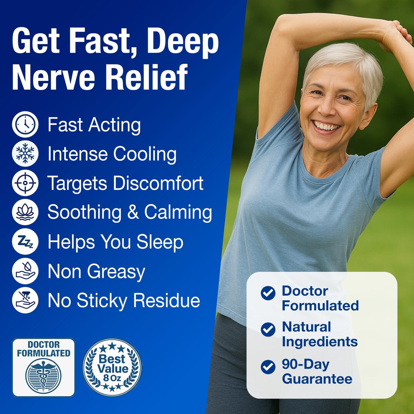 Neuropathy Nerve Relief Cream – Extra Large 8 oz – Maximum Strength for Feet Hands Legs Toes Back – Natural Ingredients Arnica Aloe Vera MSM Vitamins – Fast-Acting Soothing Relief – Super Value 8 oz - Maple Wellness Supplements