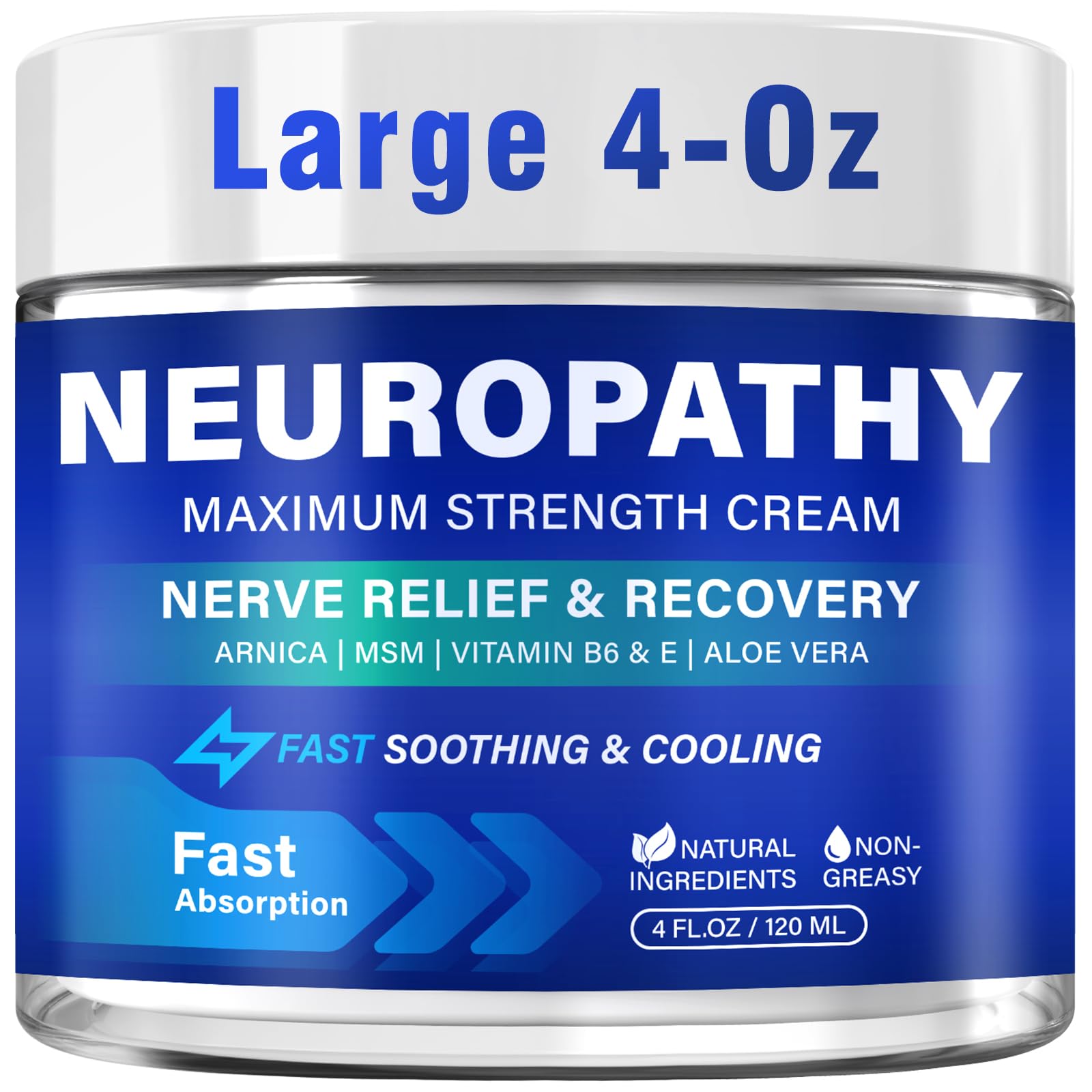 Neuropathy Nerve Relief Cream, Large 4 Oz, Nerve Savior for Neuropathy-Maximum Strength for Feet, Hands, Legs ＆ Toes, Neuropathy Cream with Arnica, Vitamin B6, Aloe Vera ＆ MSM, 120 ml - Maple Wellness Supplements
