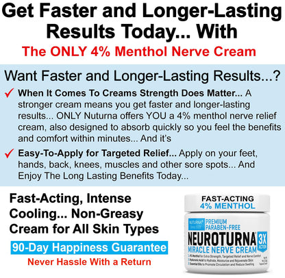 Neuropathy Nerve Relief Cream - Premium Nerve Cream 3X Action for Targeted Relief and Soothing Nerve Comfort - Maximum Strength with 4% Menthol Arnica MSM for Feet Hands Legs Toes & Back - Large 4 Oz - Maple Wellness Supplements