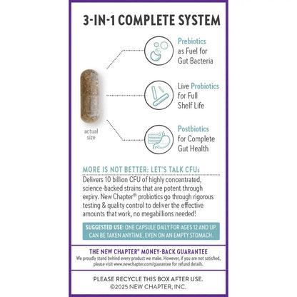 New Chapter All-Flora Probiotic for Advanced Digestion & Complete Gut Health with Prebiotics + Postbiotics, Clinical-Strength Strains, 100% Vegetarian, Non-GMO, Shelf Stable - 60 ct (2 Month Supply) - Maple Wellness Supplements