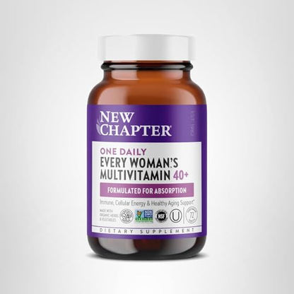 New Chapter Women’s Multivitamin 40+, extra B6 & B12, Biotin for Hair Growth, D3, Vit C, Zinc for Immune & Stress Support, Gentle on an Empty Stomach - Maple Wellness Supplements