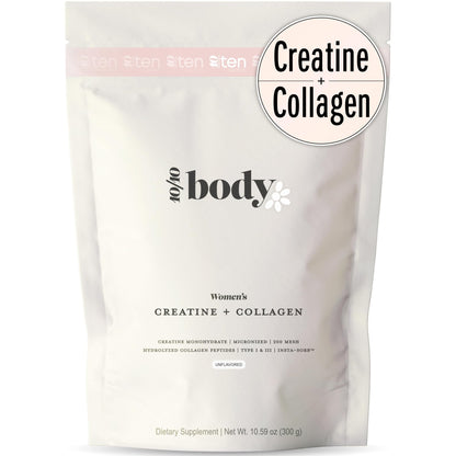 New - Creatine + Collagen for Women – Supports Lean Muscle Growth & Development, Booty Gain, Energy & Recovery – 5g Creatine Monohydrate Plus 5000mg Collagen Peptides Combo – Unflavored, 30 Servings - Maple Wellness Supplements