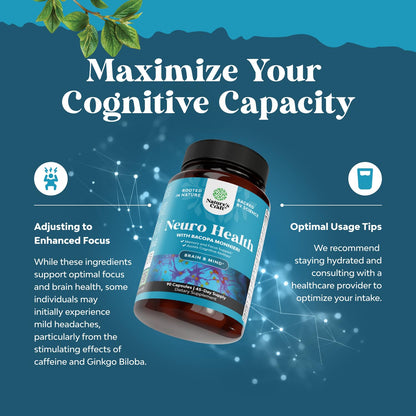 Nootropic Brain Supplement for Memory and Focus Support - Vitamins for Mental Support & Clarity with Bacopa Monnieri, VIT A, B6, Riboflavin, Niacin - Maple Wellness Supplements