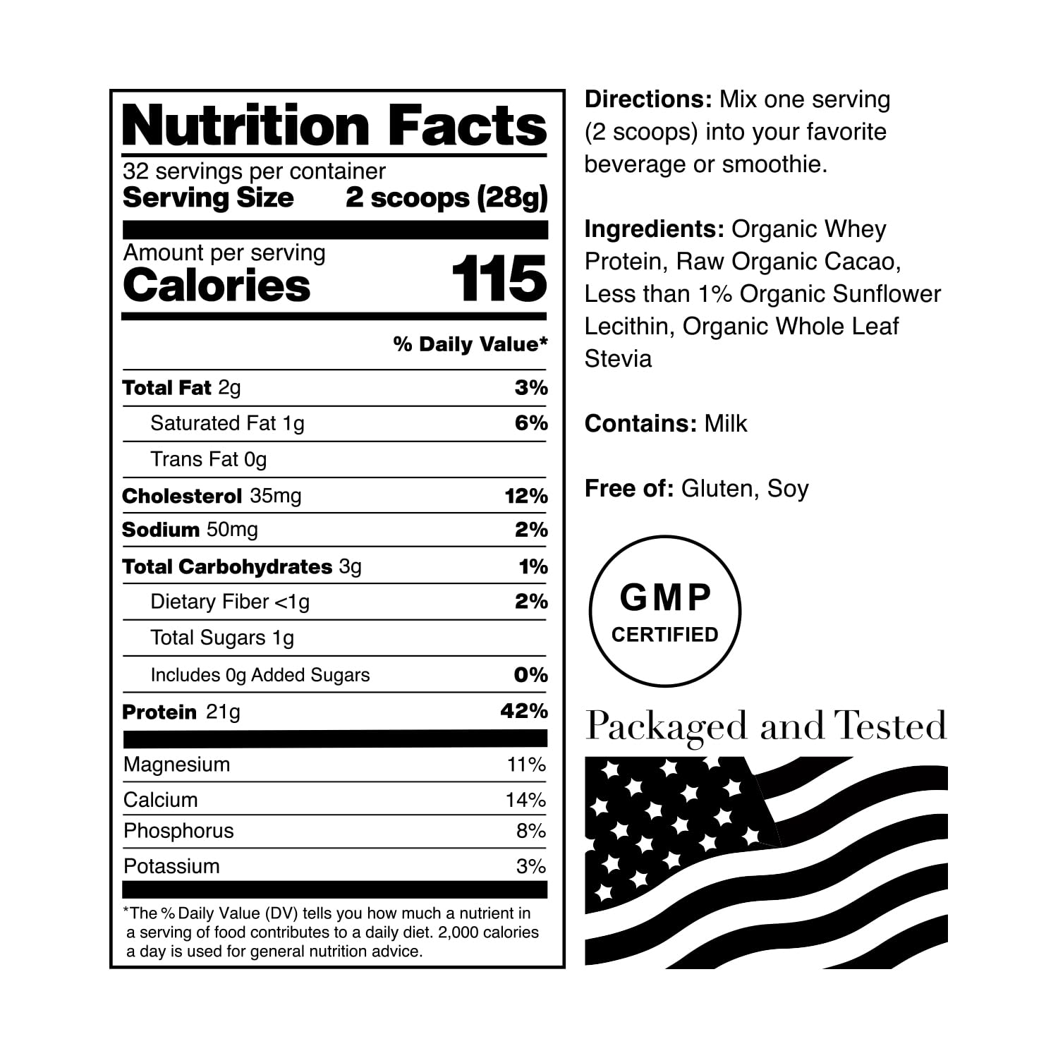 NorCal Organic Chocolate Whey Protein - 2lbs | 100% USA Grass-Fed, USDA Certified - Maple Wellness Supplements