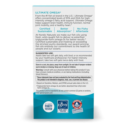 Nordic Naturals Ultimate Omega, Lemon Flavor - 180 Soft Gels - 1280 mg Omega-3 - High-Potency Fish Oil with EPA & DHA - Promotes Brain & Heart Health - Non-GMO - 90 Servings - Maple Wellness Supplements
