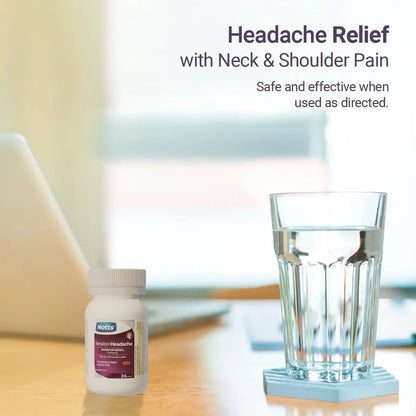 NOTTS Tension Headache Relief Without Aspirin for Head, Neck & Shoulder Pain - 100 Count, Acetaminophen 500 mg Caffeine 65 mg Caplets, for Aches Caused by Tension and Stress. Headache Relief caplets - Maple Wellness Supplements