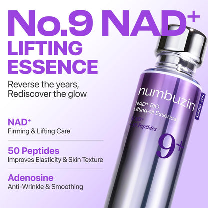 numbuzin No.9 NAD+ Peptide Lifting Serum for Face and Body, Firming & Wrinkles, 50 Peptide Essence for Sagging Skin, Fine Lines & Elasticity - Maple Wellness Supplements
