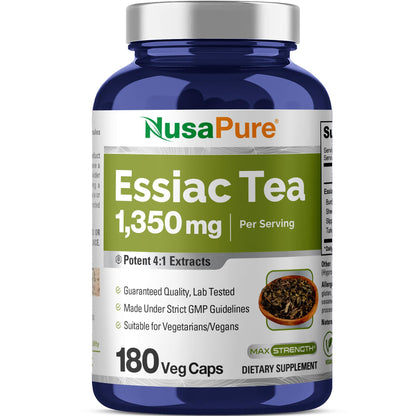 NusaPure Essiac Tea 1350 mg 180 Veggie Caps (Vegetarian, Non-GMO) - Maple Wellness Supplements