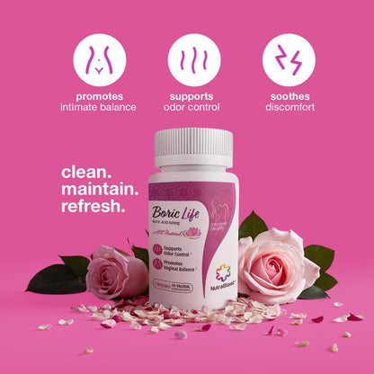 NutraBlast Boric Acid Suppositories - 100% Pure Made in USA - Boric Life Intimate Health Support (14 Count) - Maple Wellness Supplements