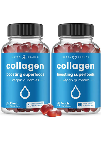 NutraChamps Collagen Boosting Gummies, Collagen Booster Gummy for Natural Collagen Production, Vegan Pectin Supplements Chews for Women & Men, - Maple Wellness Supplements
