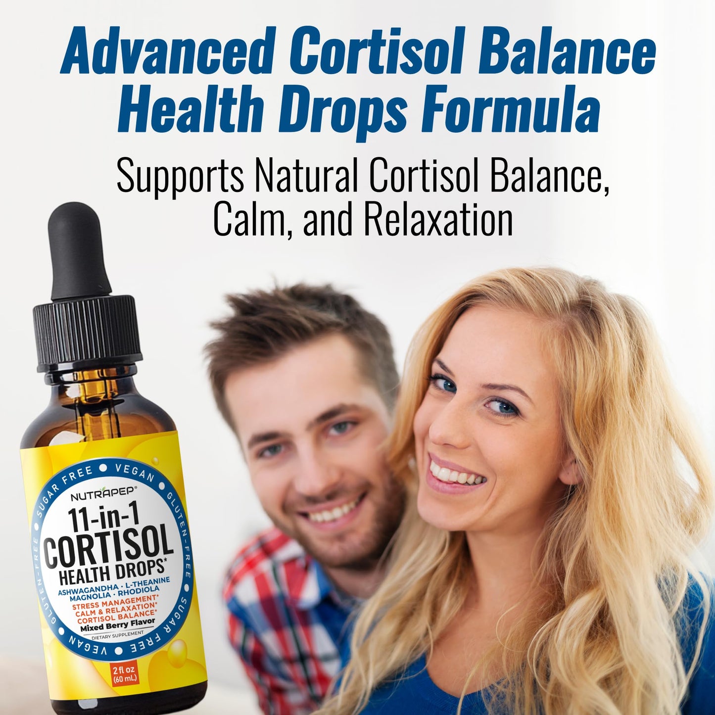 NutraPep Cortisol Detox Liquid Drops for Women Men - Cortisol Reducer Supplement Support Wellness Cleanse Balance Stress Mood Sleep Focus - Lower Cortisol Levels with Ashwagandha L-Theanine Magnolia - Maple Wellness Supplements