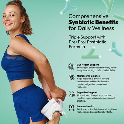 NutraPep Synbiotics Probiotic Prebiotic Postbiotic - Daily Gut Health Support with Pre Pro & Post Biotics for Men Women - Digestive & Immune Support Balance Synbiotic Supplement - Vegan Gluten Free - Maple Wellness Supplements