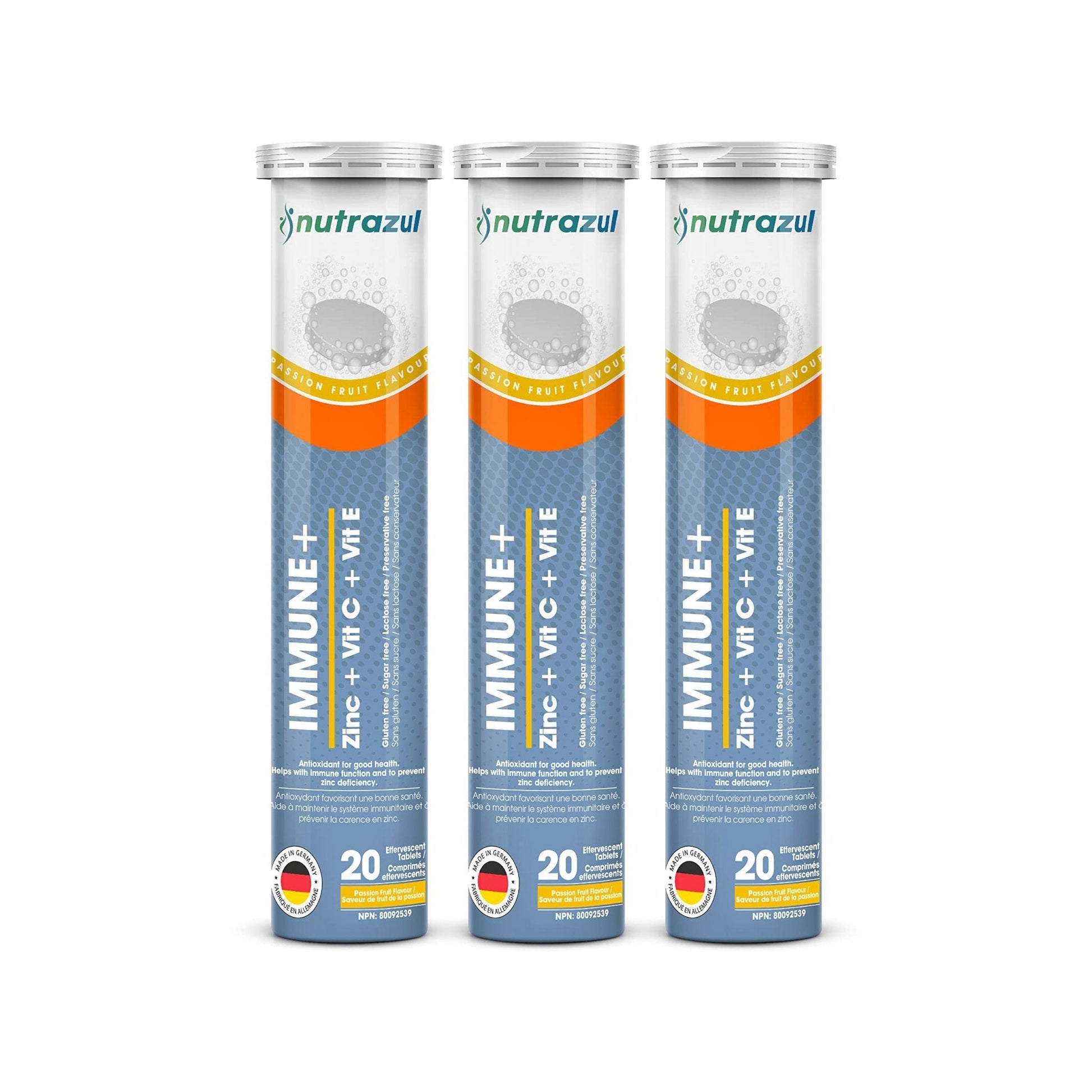 nutrazul Immune+ Effervescent Tablets, Vitamin C, Vitamin E & Zinc Supplement, Supports Overall Wellness with a VIT C, VIT E & Zinc Blend - Maple Wellness Supplements