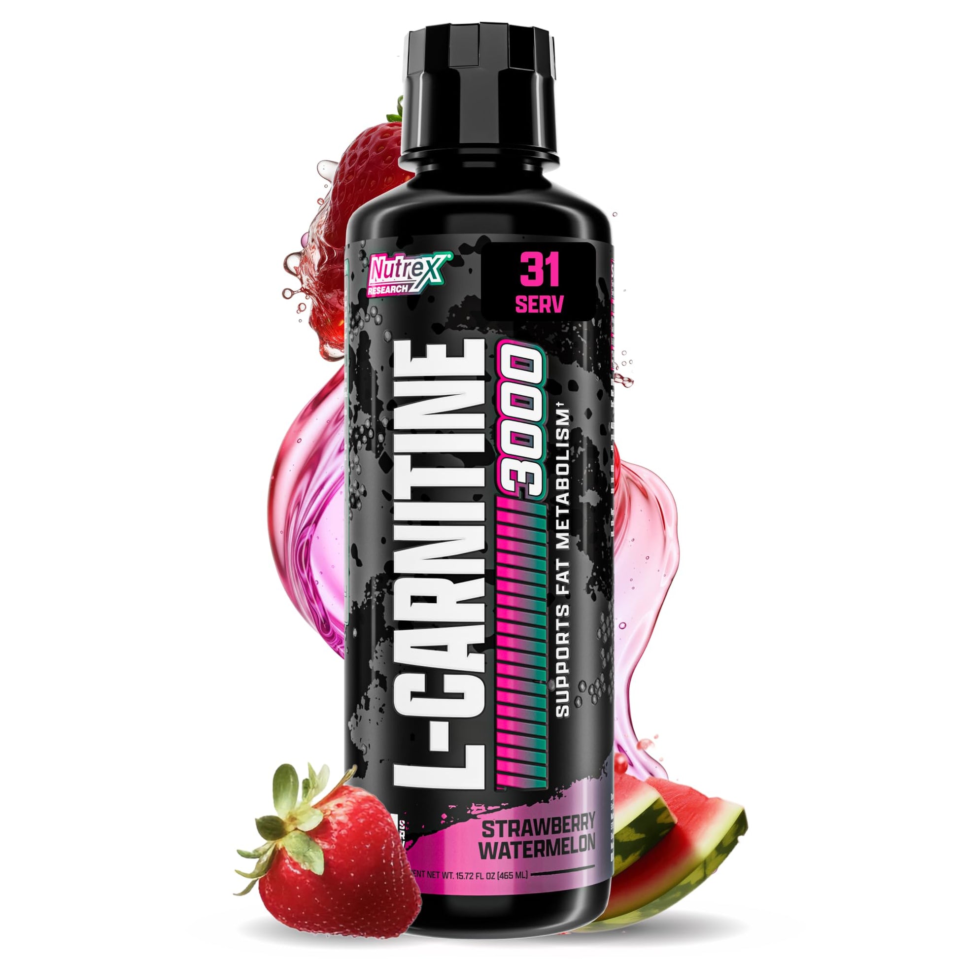 Nutrex Research Liquid Carnitine 3000 | (Strawberry Watermelon) | Premium L Carnitine Liquid, Stimulant Free 31 Servings - Maple Wellness Supplements