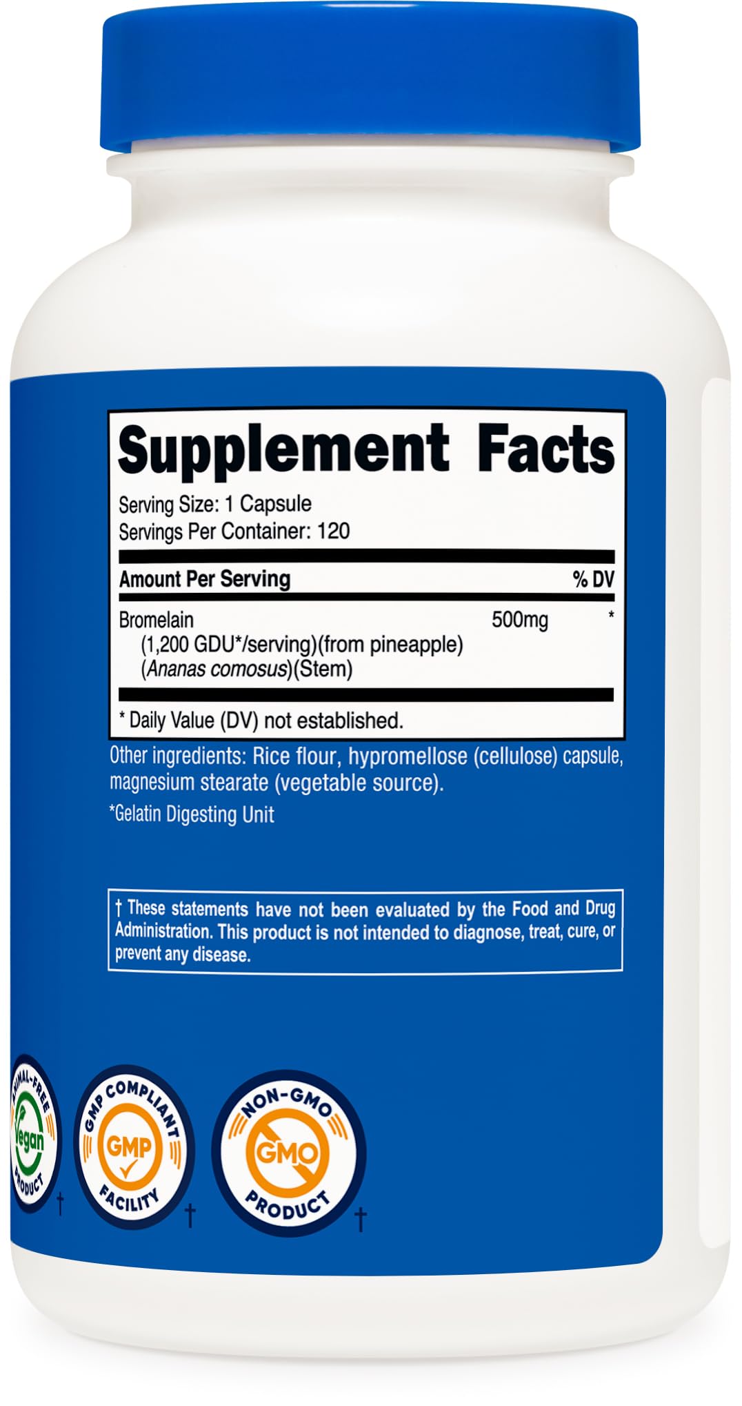 Nutricost Bromelain 500mg, 120 Vegetarian Capsules - Bromelain (1200 GDU), Non-GMO, Gluten Free - Maple Wellness Supplements