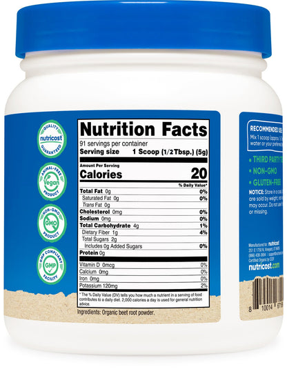 Nutricost Organic Beet Root Powder 1 LB - Vegan, Superfood, Certified USDA Organic - Maple Wellness Supplements