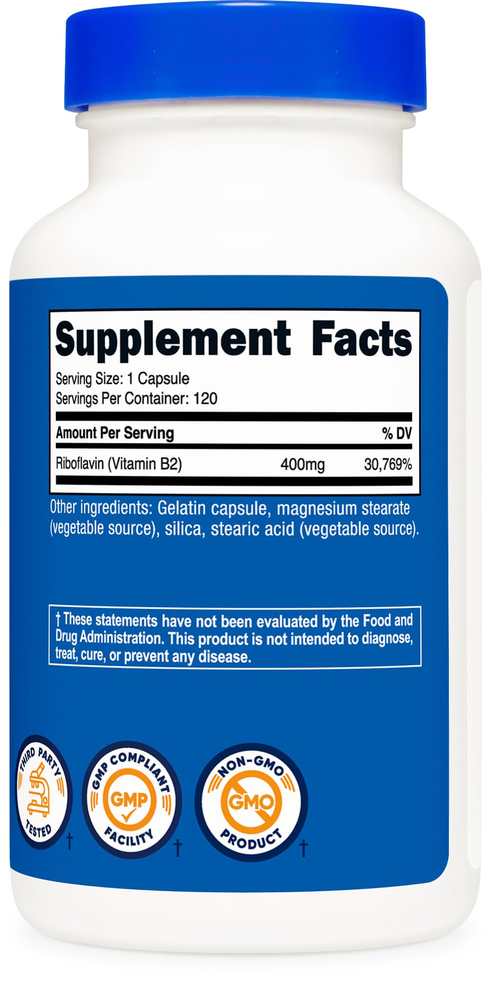Nutricost Vitamin B2 (Riboflavin) 400mg, 120 Capsules - Gluten Free, Non-GMO - Maple Wellness Supplements