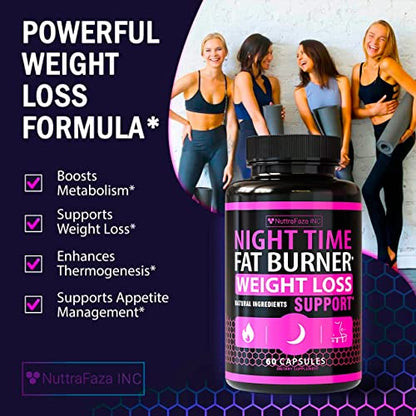 NuttraFaza INC (2 Pack) Night Time Weight Loss Pills for Women Belly Fat Burner - Maple Wellness Supplements