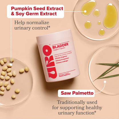 O Positiv URO Bladder Control Supplement for Urinary Urgency, Frequency, Leakage with Pumpkin Seed Extract, Soy Germ Extract - Maple Wellness Supplements