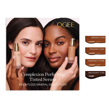 Ogee Complexion Perfecting Liquid Foundation - Lightweight Tinted Moisturizer For Face (Mahogany 14.5N - Deep Cocoa (Rich Undertones) - with Vitamin C & Jojoba Oil - Certified Organic & Made in USA - Maple Wellness Supplements