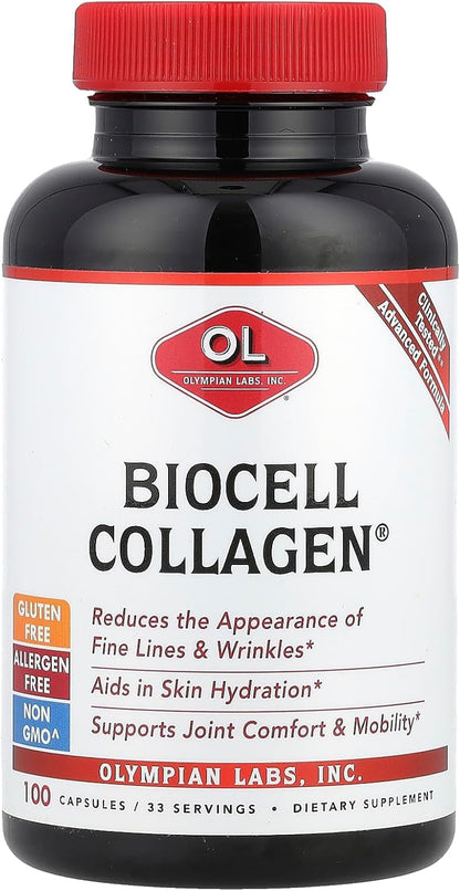 Olympian Labs Biocell Collagen II 1500mg Supplement Capsules Non-GMO, Gluten-Free, Allergan-Free - Supports Skin & Joint Health and Cartilage Producing Cells - Maple Wellness Supplements