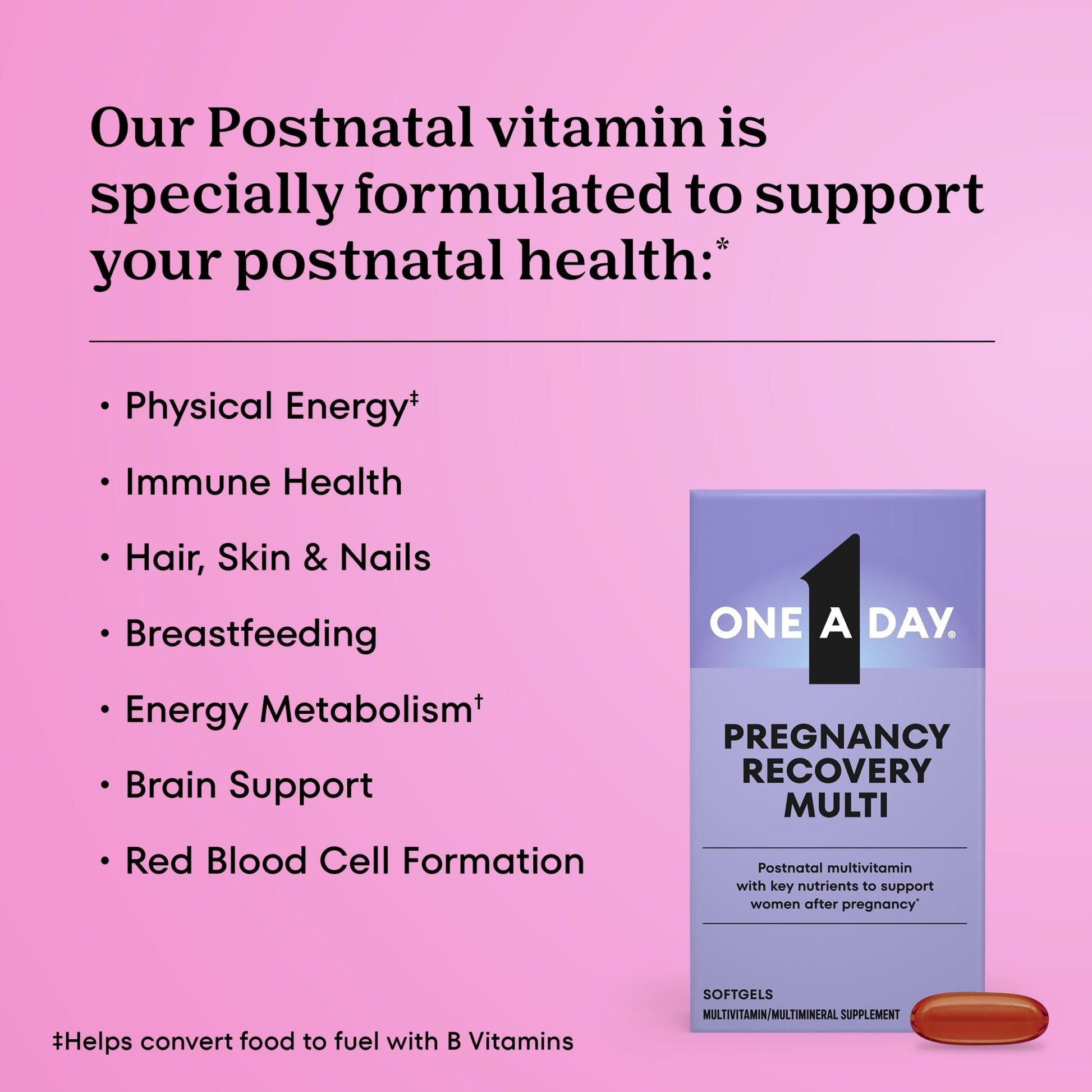 One A Day Postnatal Vitamins for Women, Postnatal Multivitamin with Folic Acid, Omega-3 DHA, B Vitamins, Support Immune Health, Breastfeeding - Maple Wellness Supplements