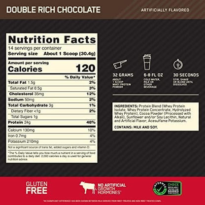 Optimum Nutrition Gold Standard 100% Whey Protein Powder, Double Rich Chocolate - Maple Wellness Supplements