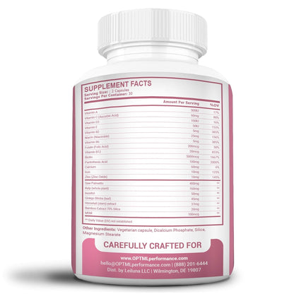 OPTML Hair and Nail Vitamins for Hair Growth and Thickness, Biotin-Infused Hair Pills, Hair Vitamins for Faster Hair Growth and Healthy Nails, for Women and Men, 60 Capsules - Maple Wellness Supplements