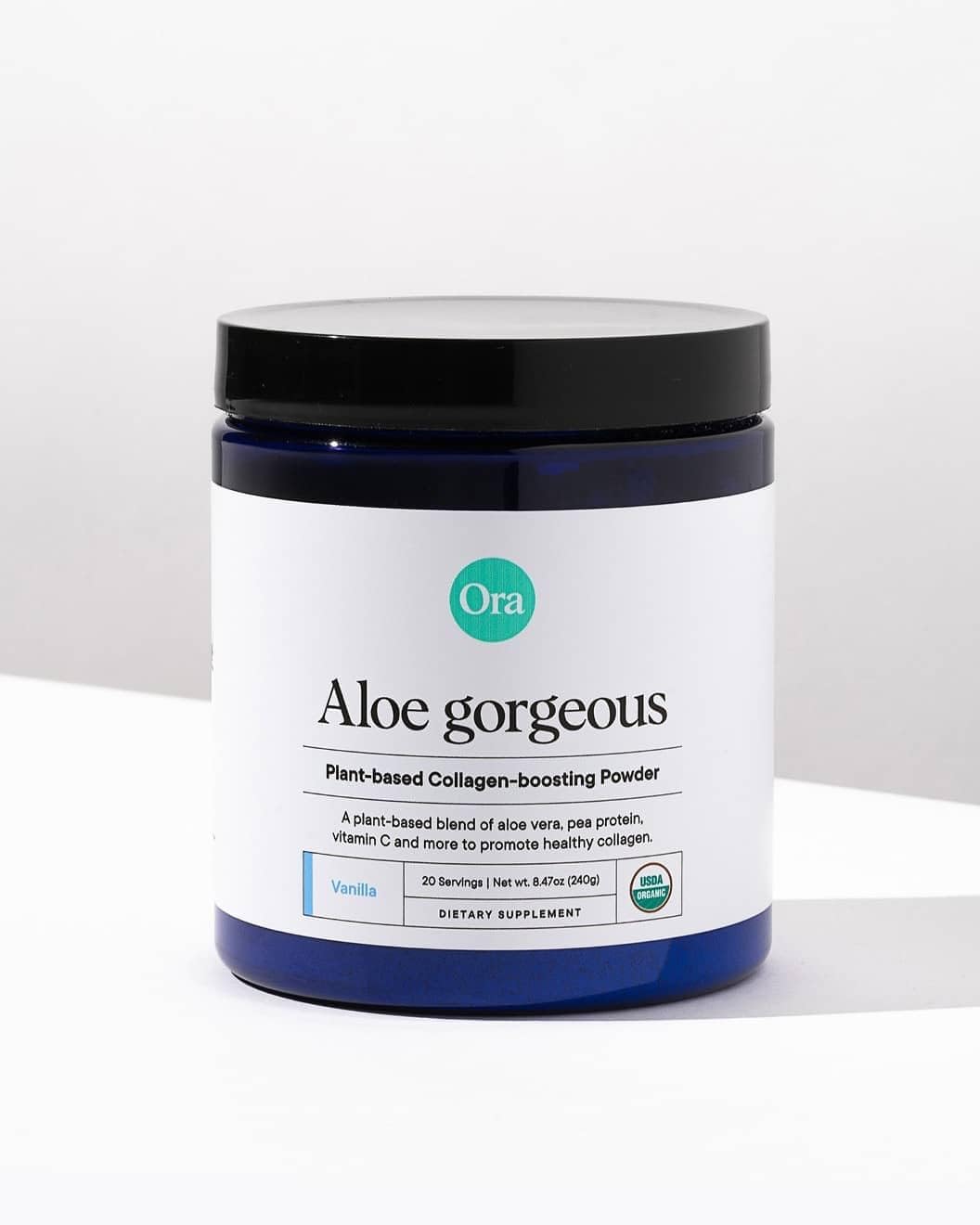 Ora Organic Vegan Collagen-Boosting Powder for Women and Men - Hair, Skin, & Nails Support - Bamboo Silica, Plant-Based Protein, Organic Vitamin C, Aloe Vera - Vanilla Flavor, 20 Servings - Maple Wellness Supplements