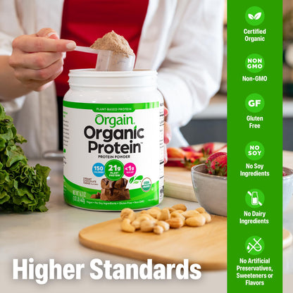 Orgain Organic Vegan Protein Powder, Creamy Chocolate Fudge - 21g Plant Protein, 7g Prebiotic Fiber, Low Net Carb, No Lactose Ingredients, No Added Sugar - Maple Wellness Supplements