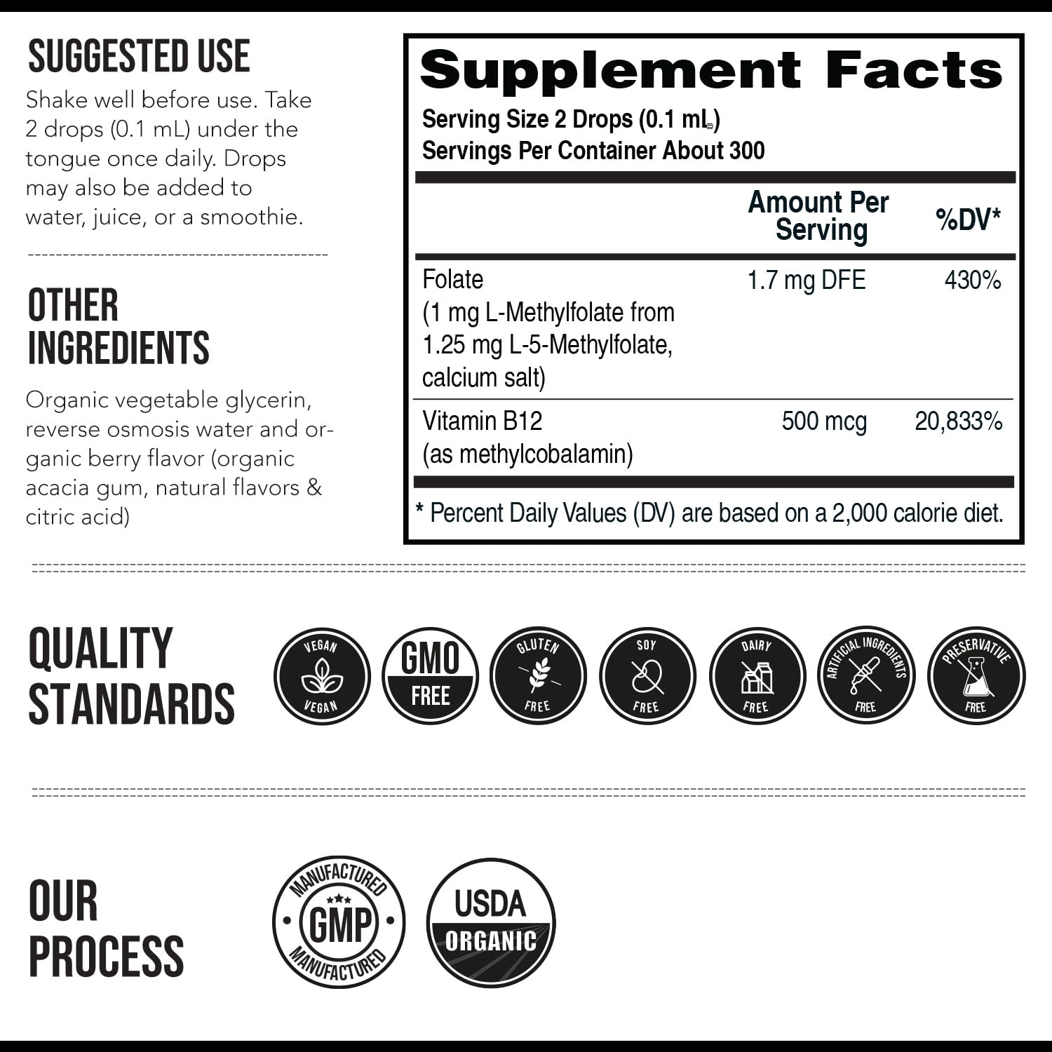 Organic Methyl Folate 1000 mcg + Methyl B12 Cofactor (300 Servings) – Metabolically Active 5-MTHF Form, Organic Berry Flavor - Maple Wellness Supplements