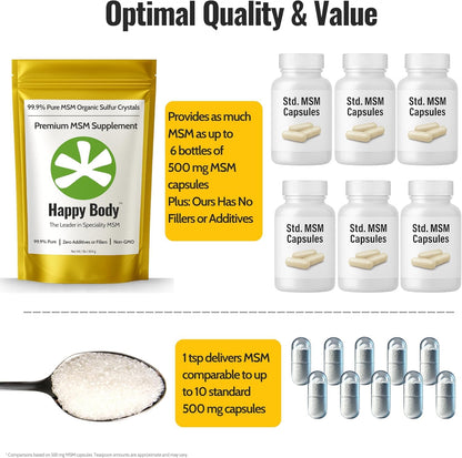 Organic Sulfur Crystals | 99.9% Pure MSM Crystals for Joint Support, Recovery, Hair, Skin & Nails | 90 Servings | 1 lb Bag - Maple Wellness Supplements