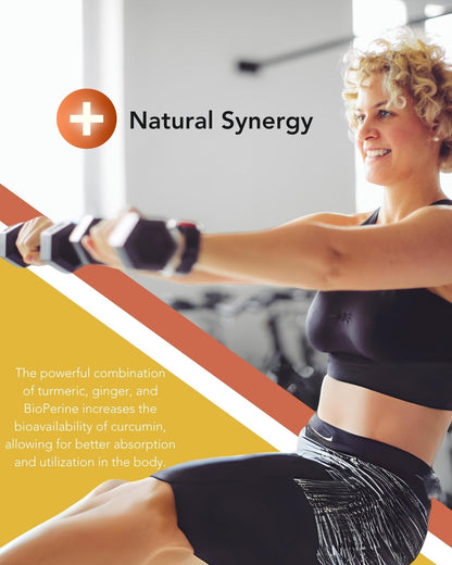 Organic Turmeric & Ginger Capsules - Turmeric Curcumin with Ginger & BioPerine, 95% Curcuminoids - Joint, Digestion, Immunity Support, Black Pepper Extract for Increased Absorption - Maple Wellness Supplements