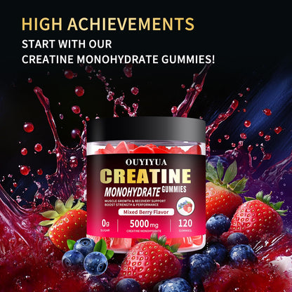 OUYIYUA Creatine Monohydrate Gummies 5000mg for Men & Women - Sugar Free Pre-Workout Supplement, Chewables for Muscle Strength, Muscle Builder, Energy Boost, - Maple Wellness Supplements