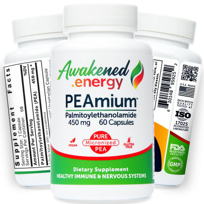 Palmitoylethanolamide 450mg Comfort Mobility Nerves Cognitive & Immune Support - Micronized High Absorption - All Natural Pea - USA Made - No Additives or Excipients – 60 Vegan Capsules Supplement - Maple Wellness Supplements