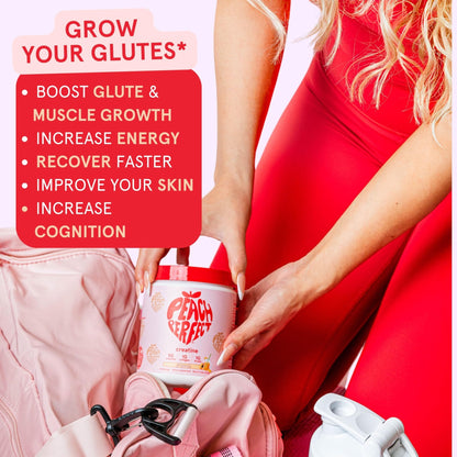 Peach Perfect Creatine Blend for Women – Micronized Creatine Monohydrate with BCAA & Collagen for Glute Strength Support – Strawberry Acai – 30 Servings - Maple Wellness Supplements
